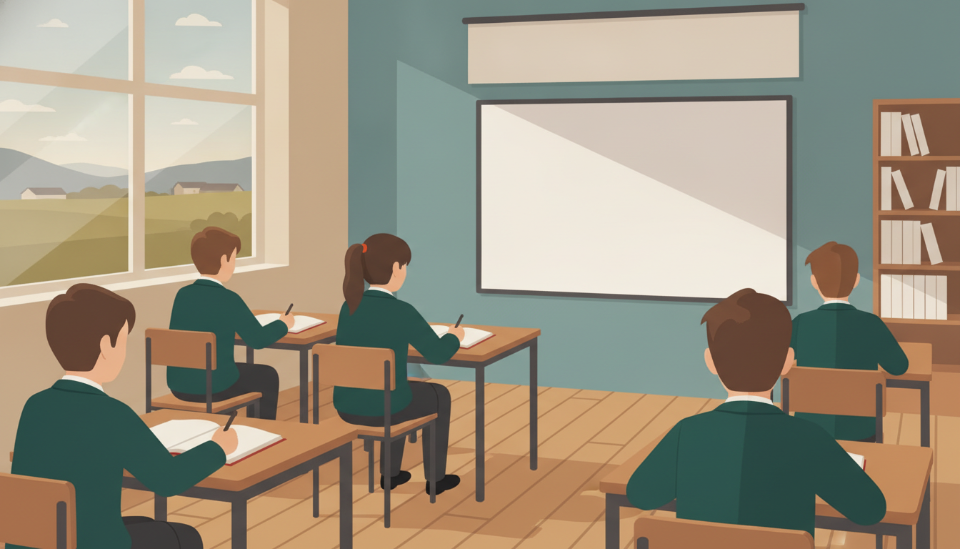 Aula de bachillerato con estudiantes jóvenes estudiando con libros