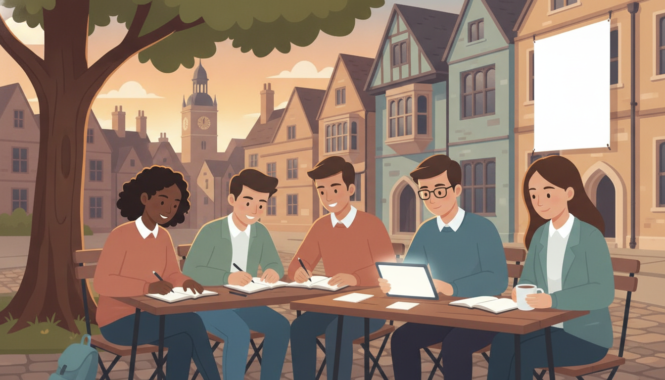 Joves estudiants aprenen anglès en una ciutat històrica anglesa