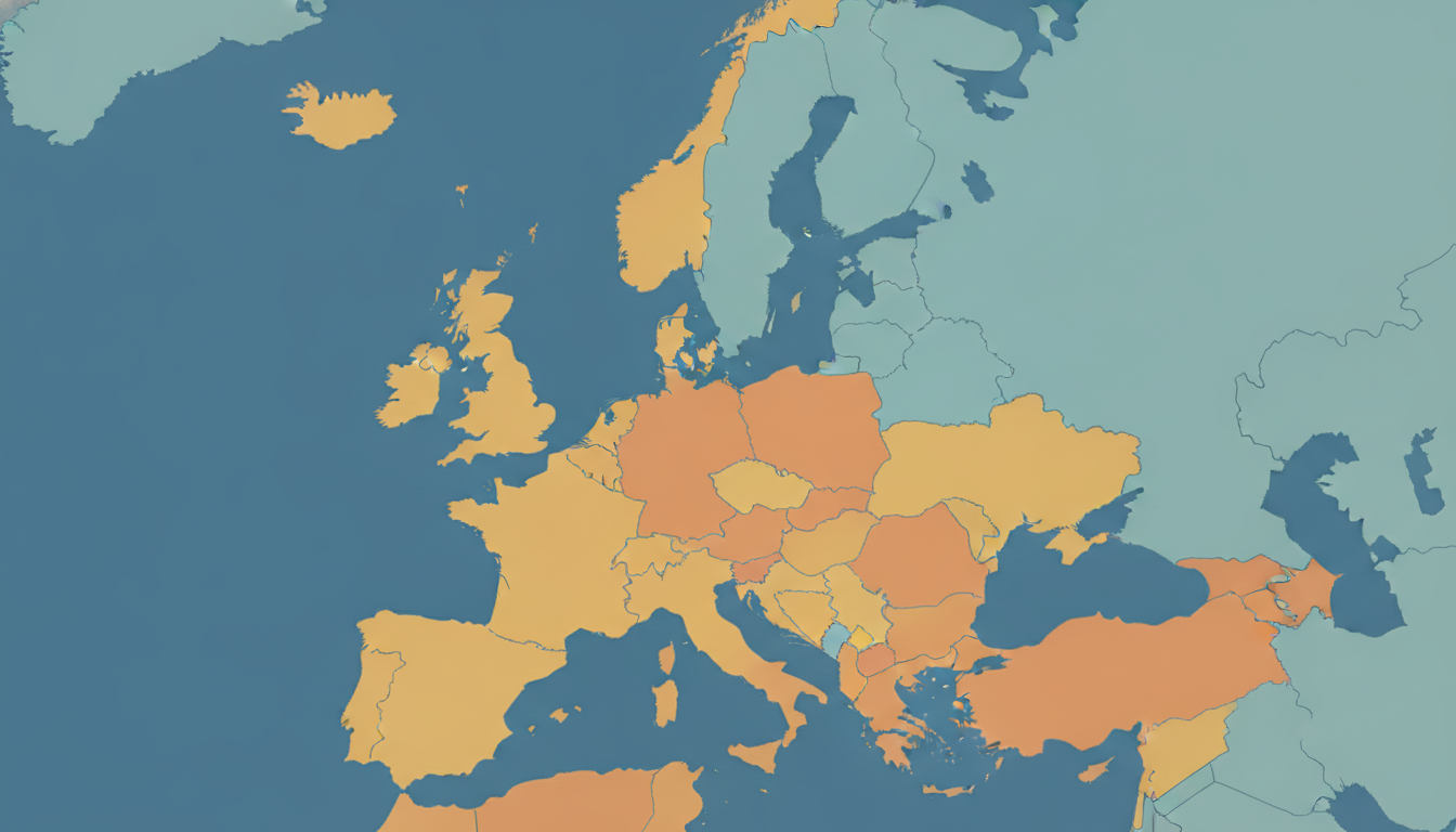 Mapa Europa mostrando días lectivos variados por país